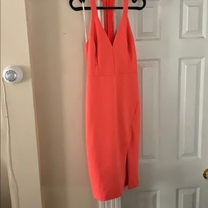 Lulu’s coral orange midi dress M